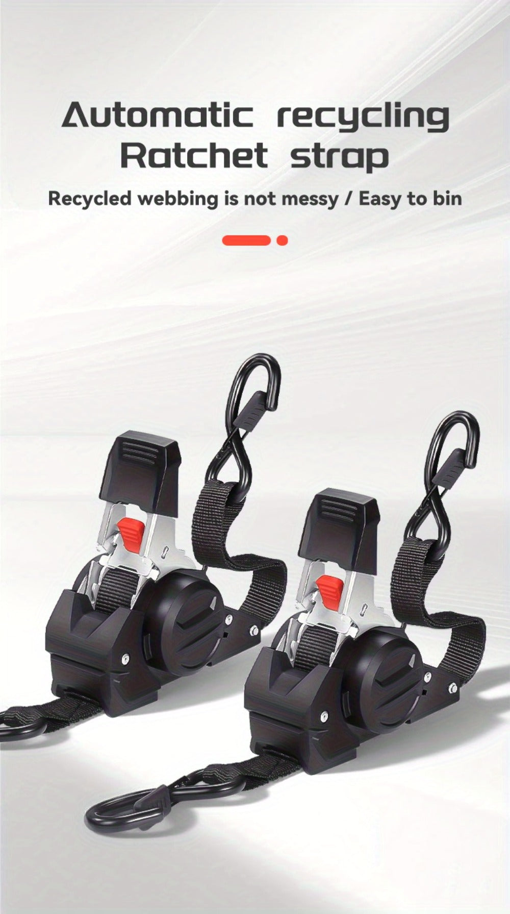 Ratchet Tie-Down Straps with Auto-Retract & Speed Control – Heavy-Duty Cargo Securing Kit with Hooks & Storage Bag | Motorcyc