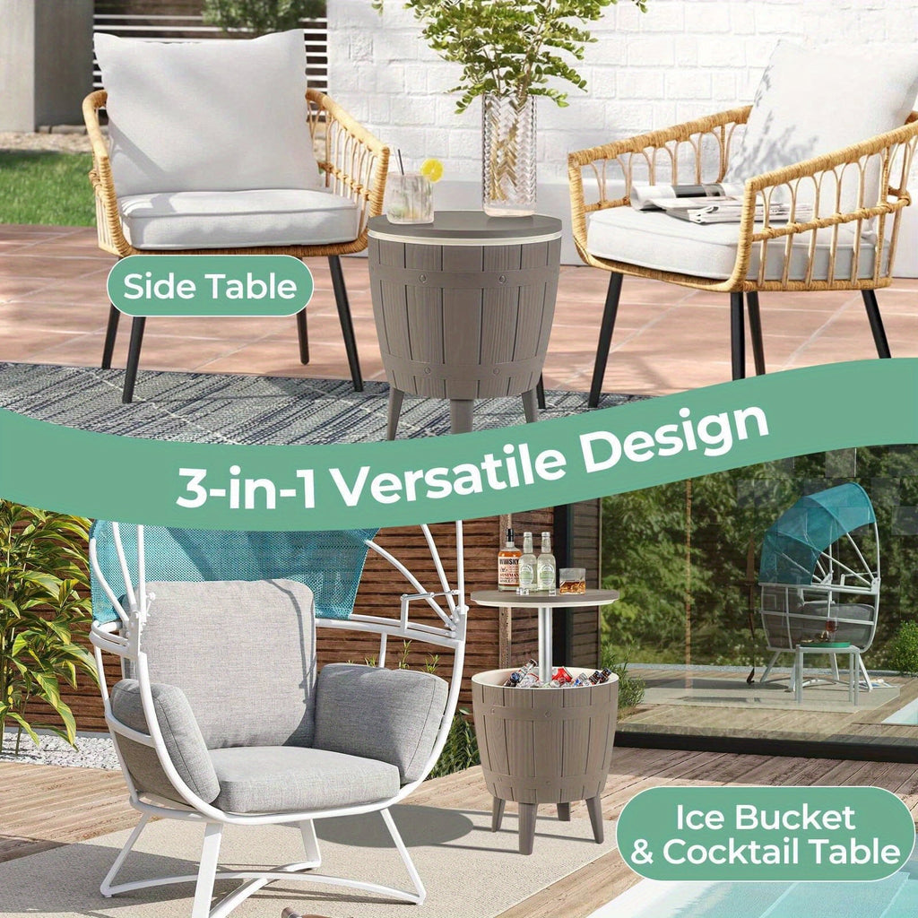 Outdoor Cooler Bar Table 3-in-1, 10 Gal Ice Bucket, Coffee Table & Serving Station, All-Weather PP — image 10
