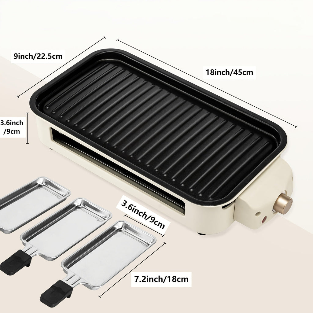 Indoor Electric Smokeless Grill 1700W with Raclette Pans, Non-Stick Plate, Portable Tabletop BBQ Griddle for Couples — image 