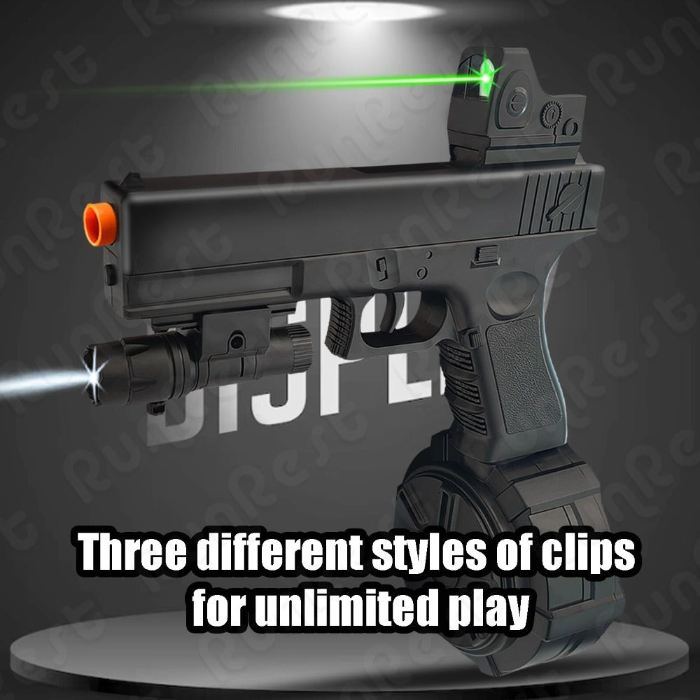 Black Electric Gel Blaster Set with Three Magazine Styles, Sight, Flashlight, Goggles and Charging Cable — image 4