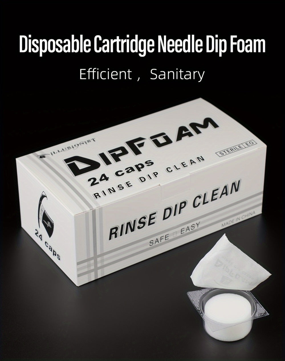 Tattoo Needle Dip Clean Cups 24pcs Foam Liner, Odorless Non-Electric Safe Cleaning for Cartridge & Traditional Needles — imag