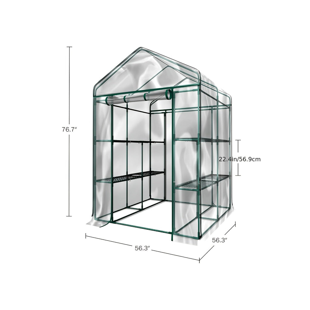 Walk-In Greenhouse Outdoor with Screen Windows, PE Cover, Portable Plant Shelter with Shelving Clips — image 2
