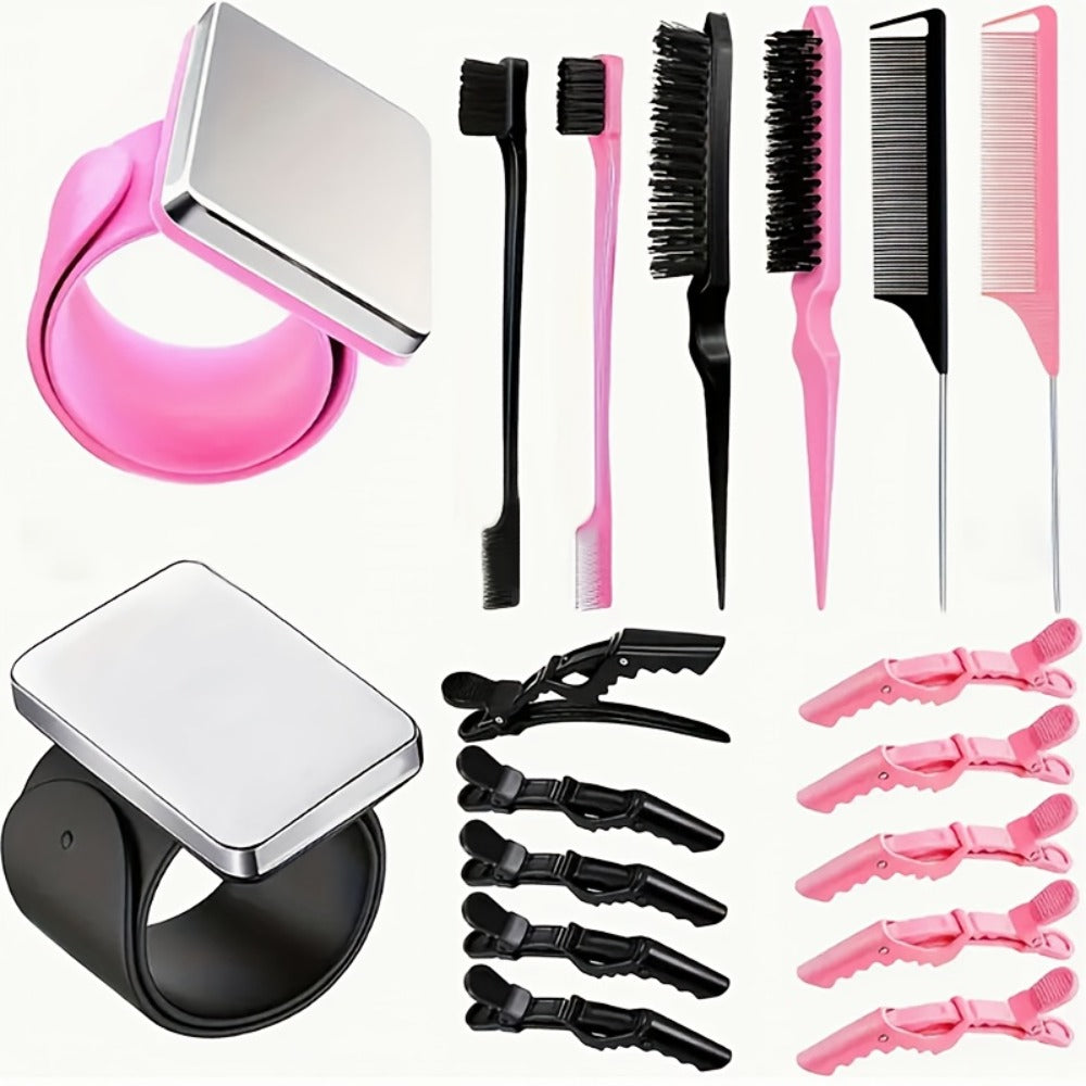 Hair Sectioning Clips 18-Piece Set with Crocodile Clips, Silicone Patting Separator & Curling Wrist Bracelet – Salon Perming 