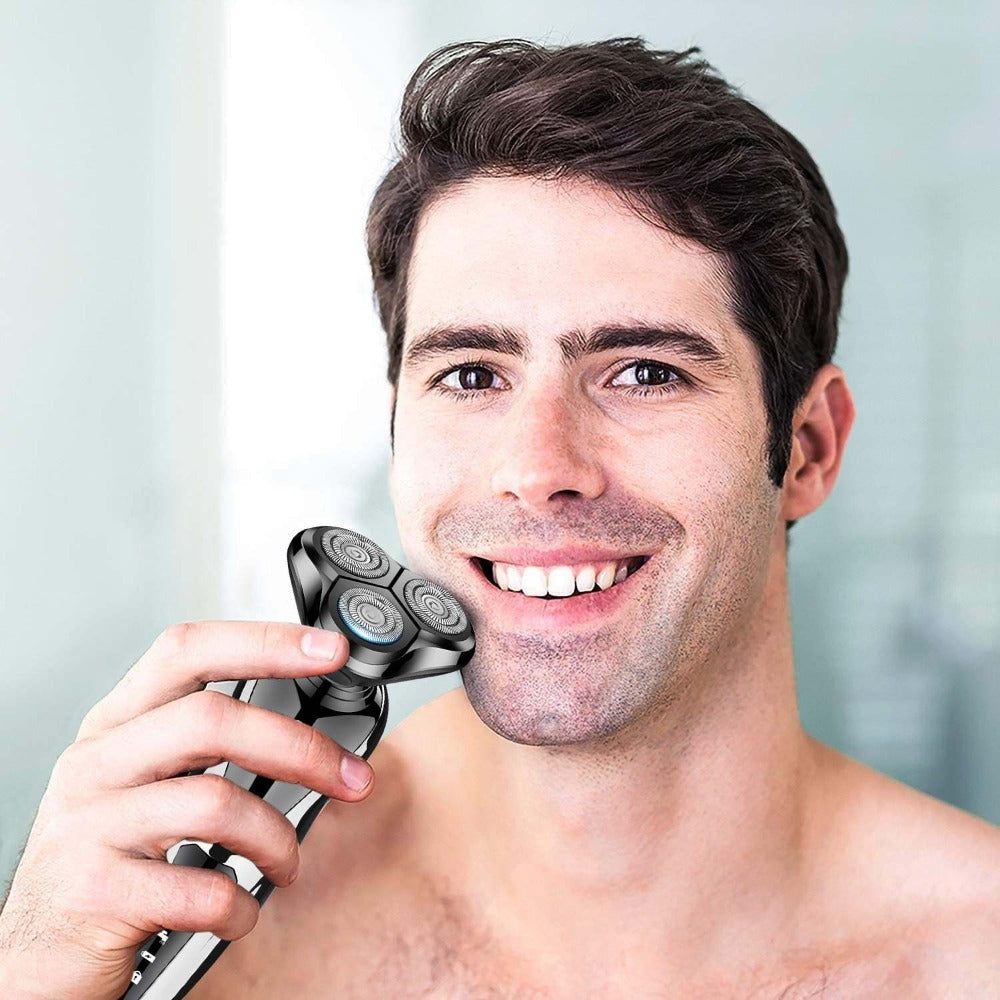 Electric Shaver for Men 3-in-1 Cordless Rechargeable 360° Floating Rotary – Beard Trimmer, Nose Hair Trimmer & Face Shaver wi