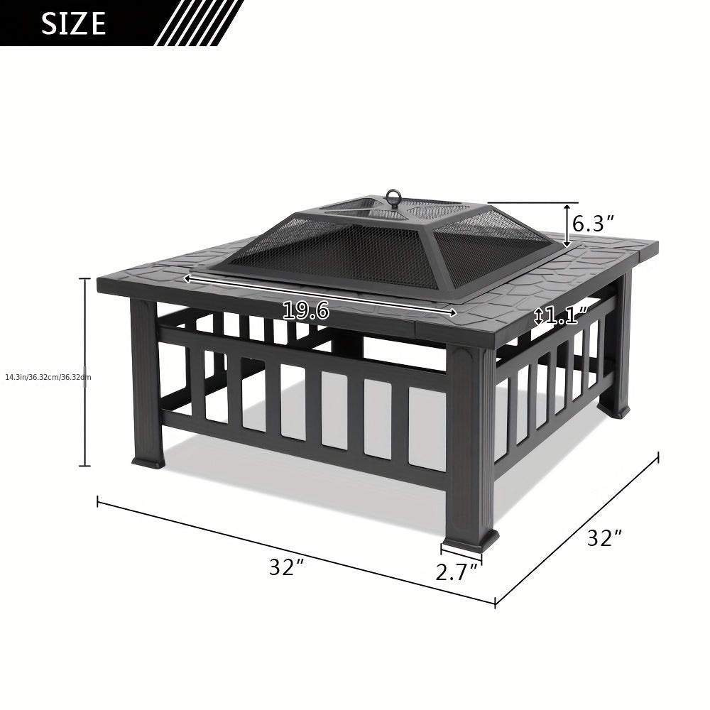 Fire Pit with Grill for Garden, Patio and Yard Use, with the Listed Configuration, for Everyday Use and Organized Storage — i