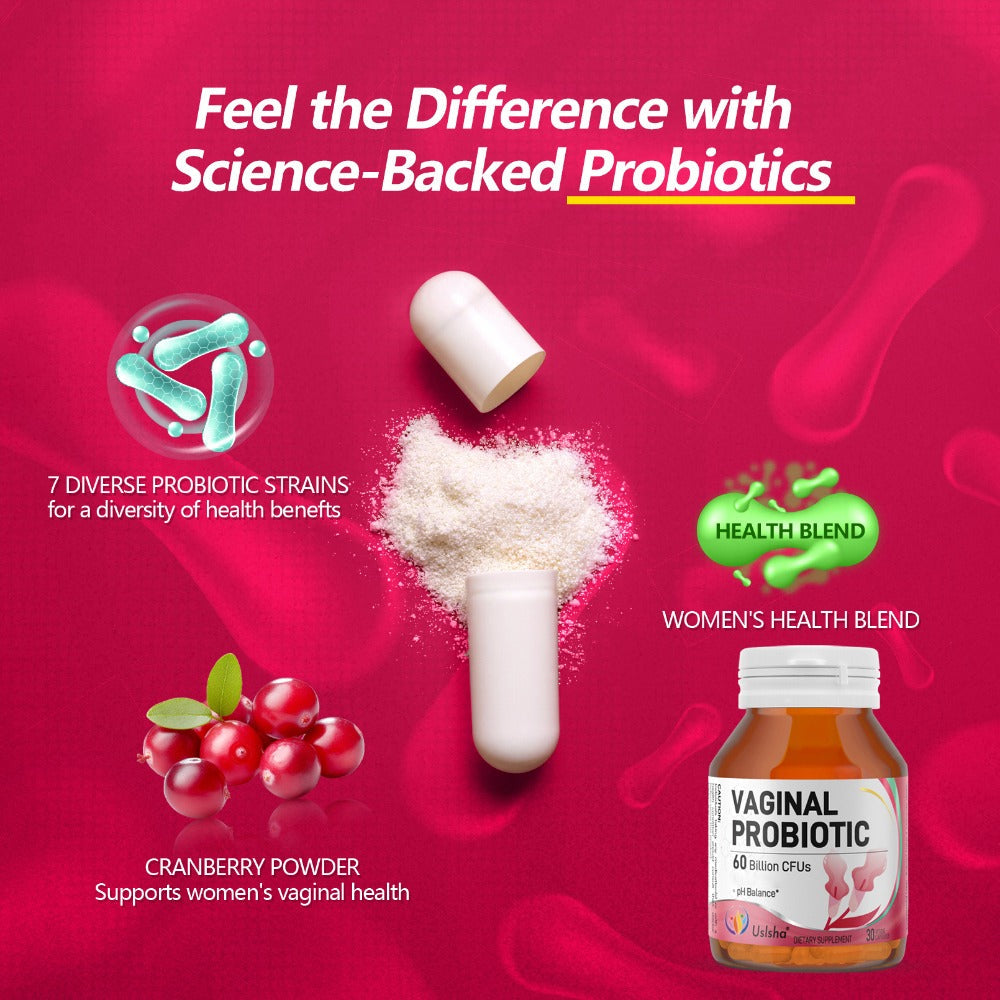 Probiotics for Women 60 Billion CFU 30 Capsules for pH Balance, Yeast Balance, Vaginal Flora & Feminine Health with Cranberry