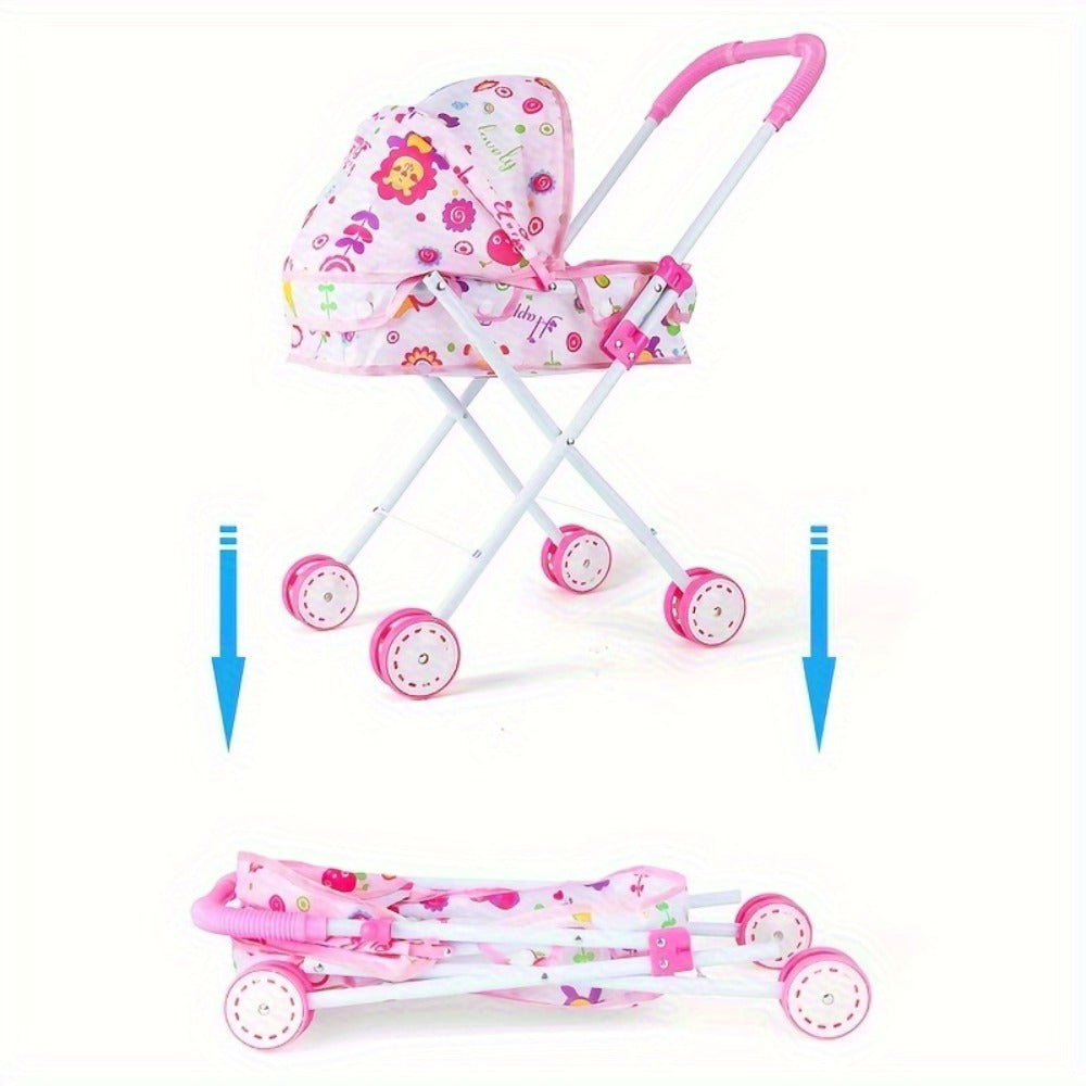 11-Inch Baby Doll and Folding Stroller Playset with 12 Food Accessories in Pink or Purple Color Options — image 2