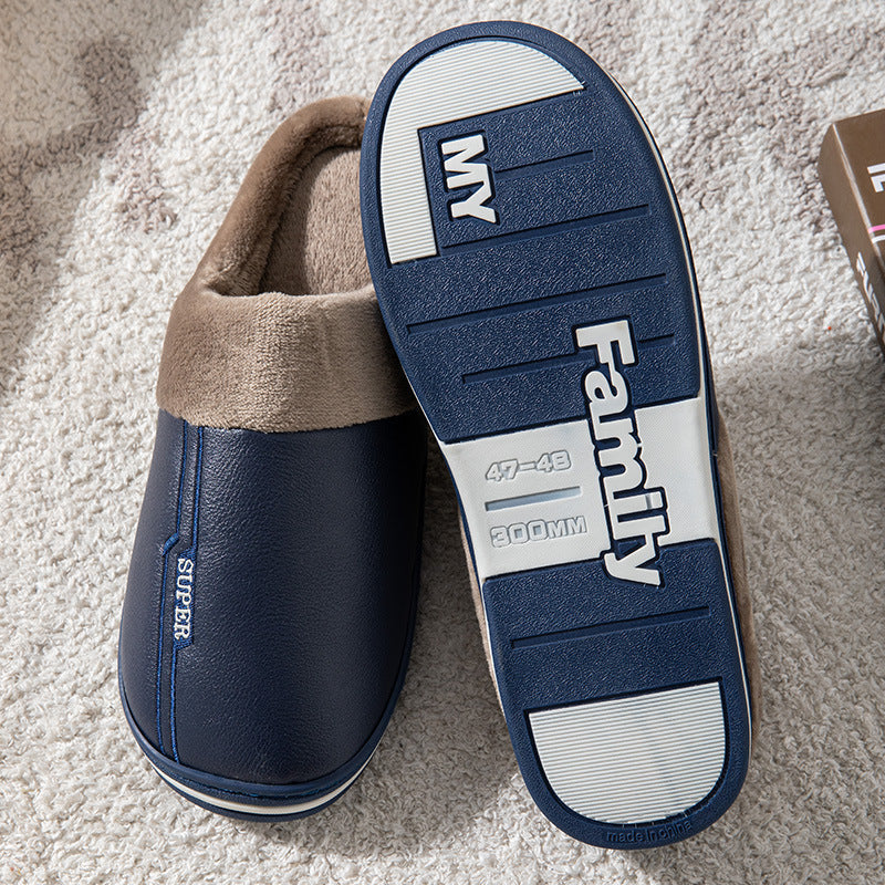 Winter Oversized Cotton Slippers Male PU