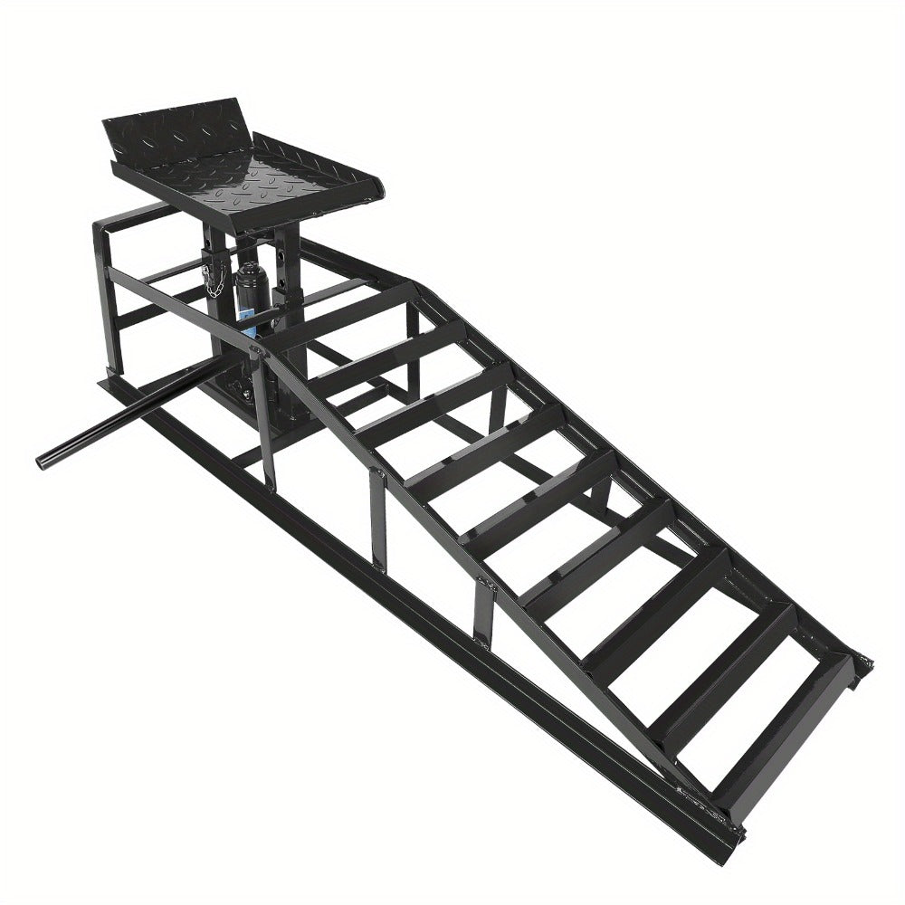 Hydraulic Vehicle Ramps 11, 000 lb 5T Low Profile Heavy Duty Lift Service Ramps for Truck Trailer Garage – Adjustable Height 