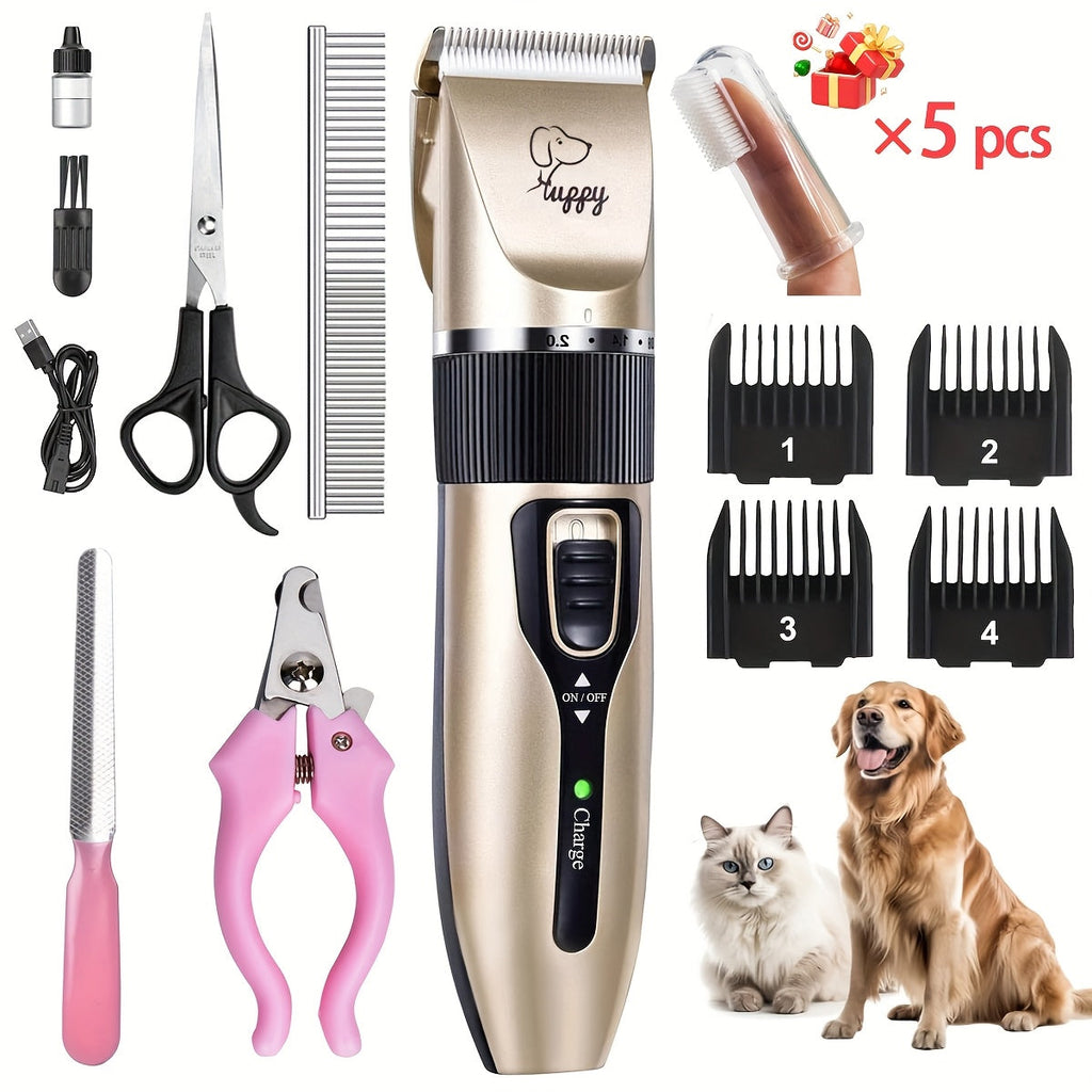 Pet Hair Clipper Kit with Five Guide Combs and Adjustable Blade — image 17