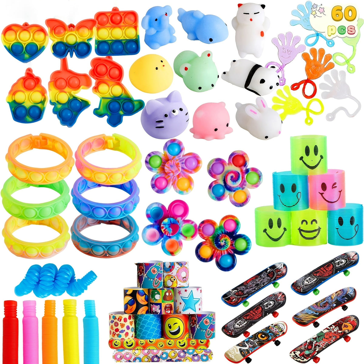 Party Favors Toys 60 Pack, 9 Styles Bulk Fidget Toy Set for Kids, Goodie Bag Fillers, Birthday Party Prizes — image 6