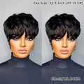Straight Pixie Human Hair Wig with Bangs, Black 6-Inch Length and Approximately 22.5-Inch Cap — image 13