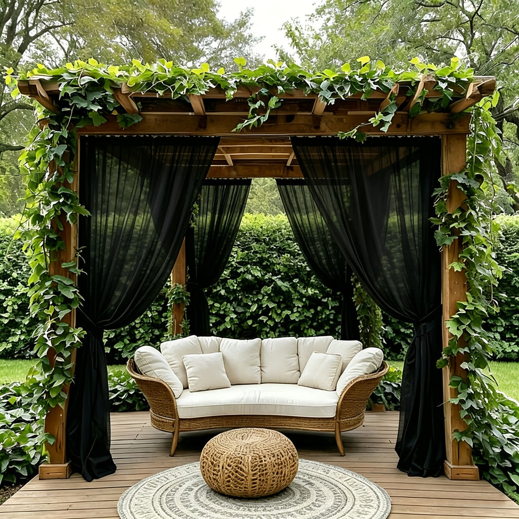 Six-Panel Sheer Outdoor Curtain Sets in Ten Colors with 37- or 54-Inch Width and Seven Length Options — image 1