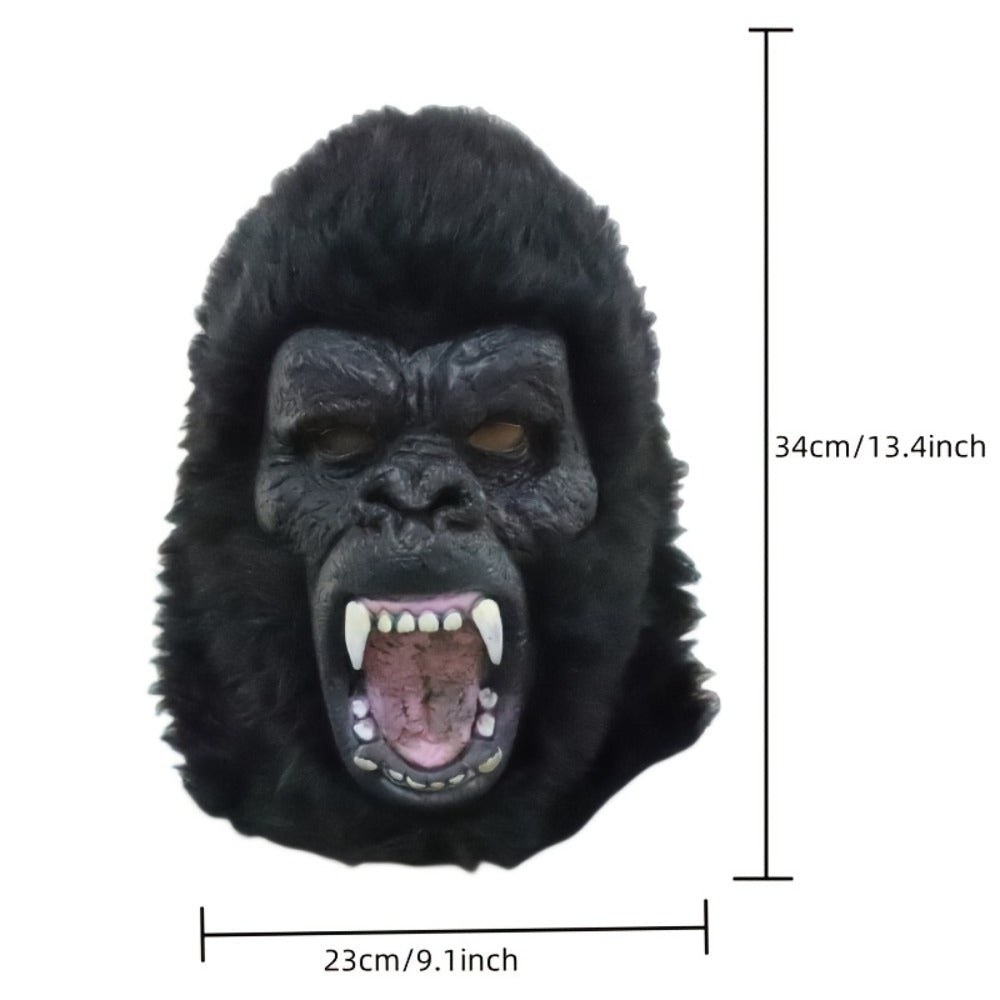 Black Gorilla Full-Head Costume Mask in Open-Eye or Eyeless Styles with Shaggy Fur and Open Mouth — image 4