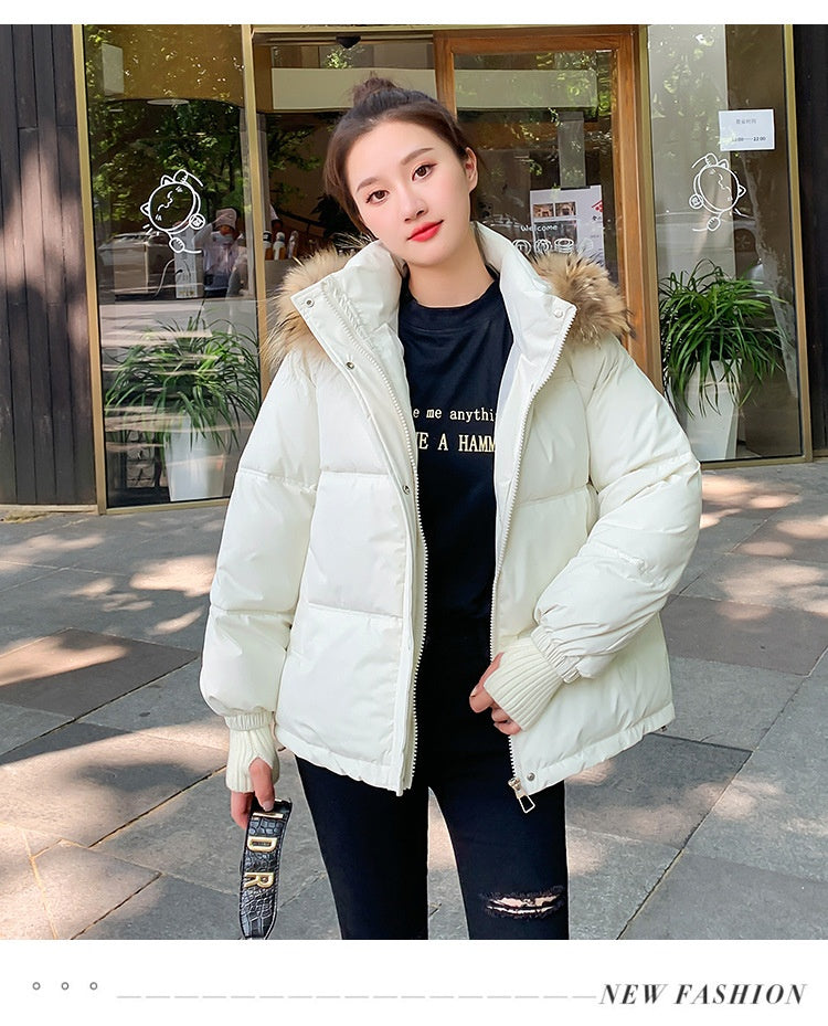 Loose Hooded Gloves Thickened Thermal Quilted Jacket Coat For Women