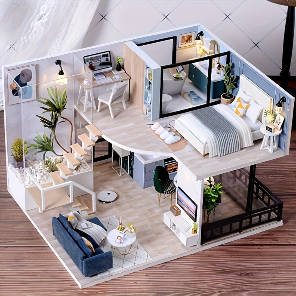 Double Story Wooden Cottage 3D Puzzle Model Kit with Furniture & Tools with the Listed Color, Size or Set Options for Everyda