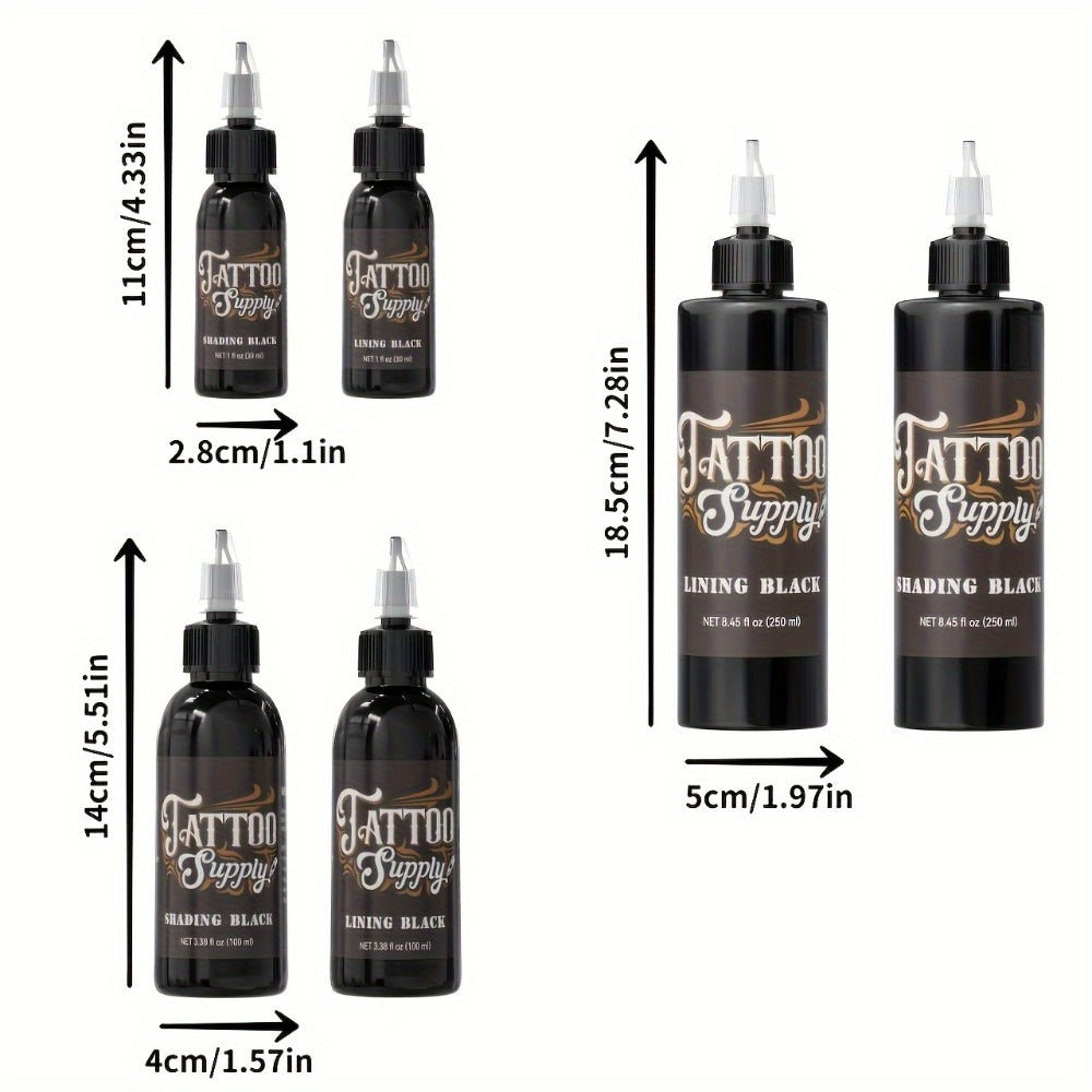 Neebol Super Black Tattoo Ink Darkest Outlining Shading Blending Fade-Resistant Professional Body Art Pigment for Artists & B