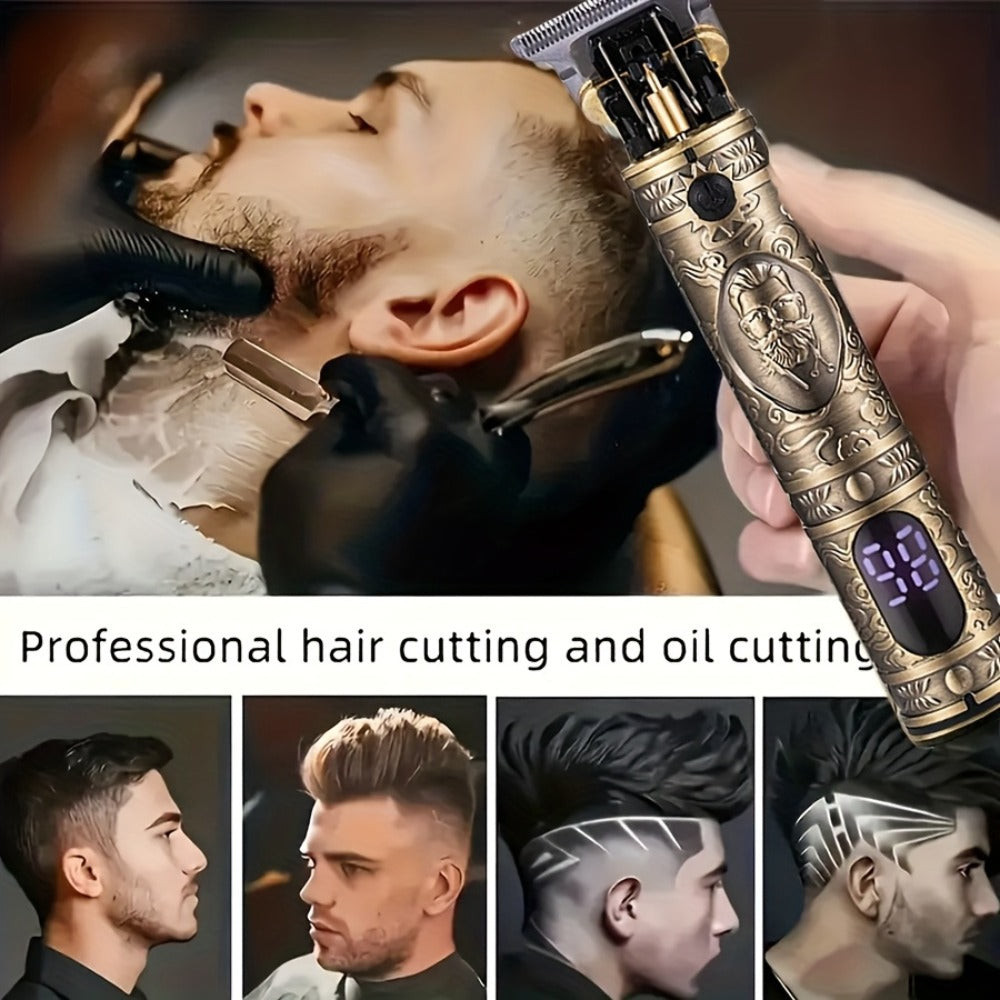 Hair Clipper Retro T-Blade Cordless Trimmer with LED Display, USB Charging and T9 or T10 Style Options — image 2