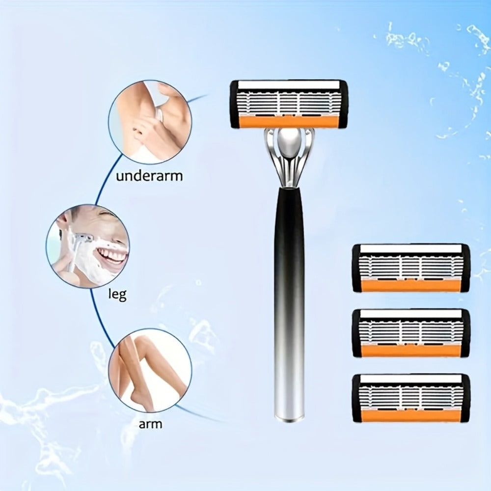 Safety Razor Set for Men 2 Anti-Slip Handles & 24 Ultra-Sharp Replaceable Stainless Steel Blades – Smooth Painless Close Shav