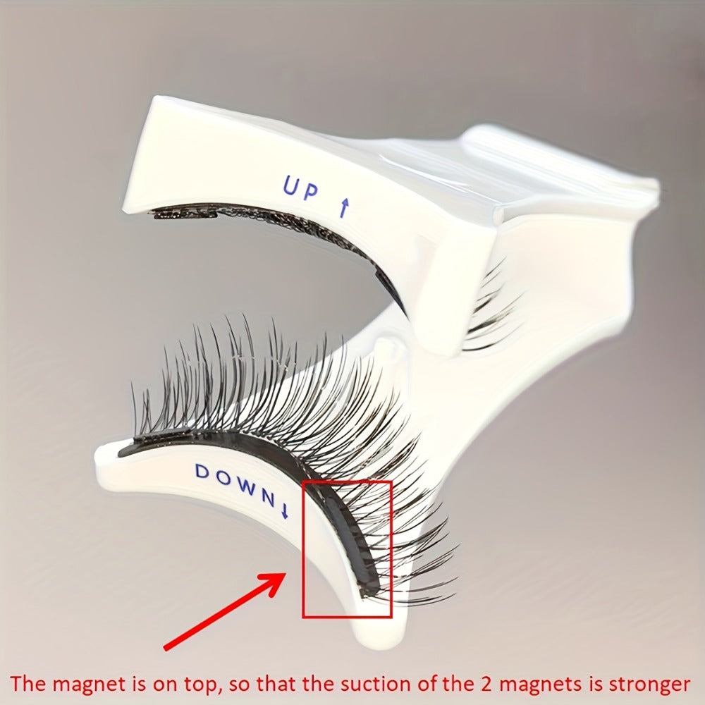 CX159-1 Natural-Style Magnetic False Eyelash Pair with White Curved Applicator and Round Case — image 11