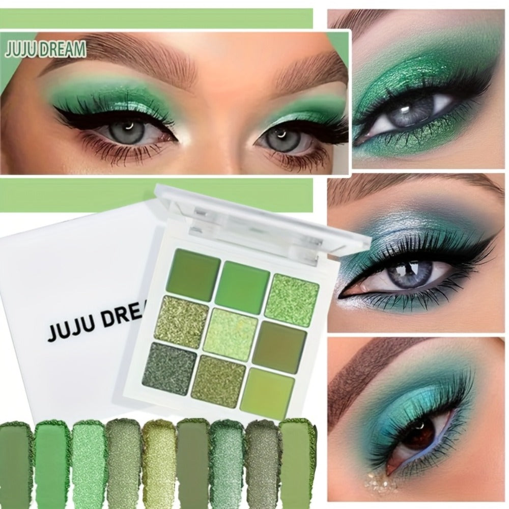 Eyeshadow Palette JUJU DREAM 9-Shade Green Compact with Avocado-Forest Color Theme and Matte-Shimmer Mix — image 7