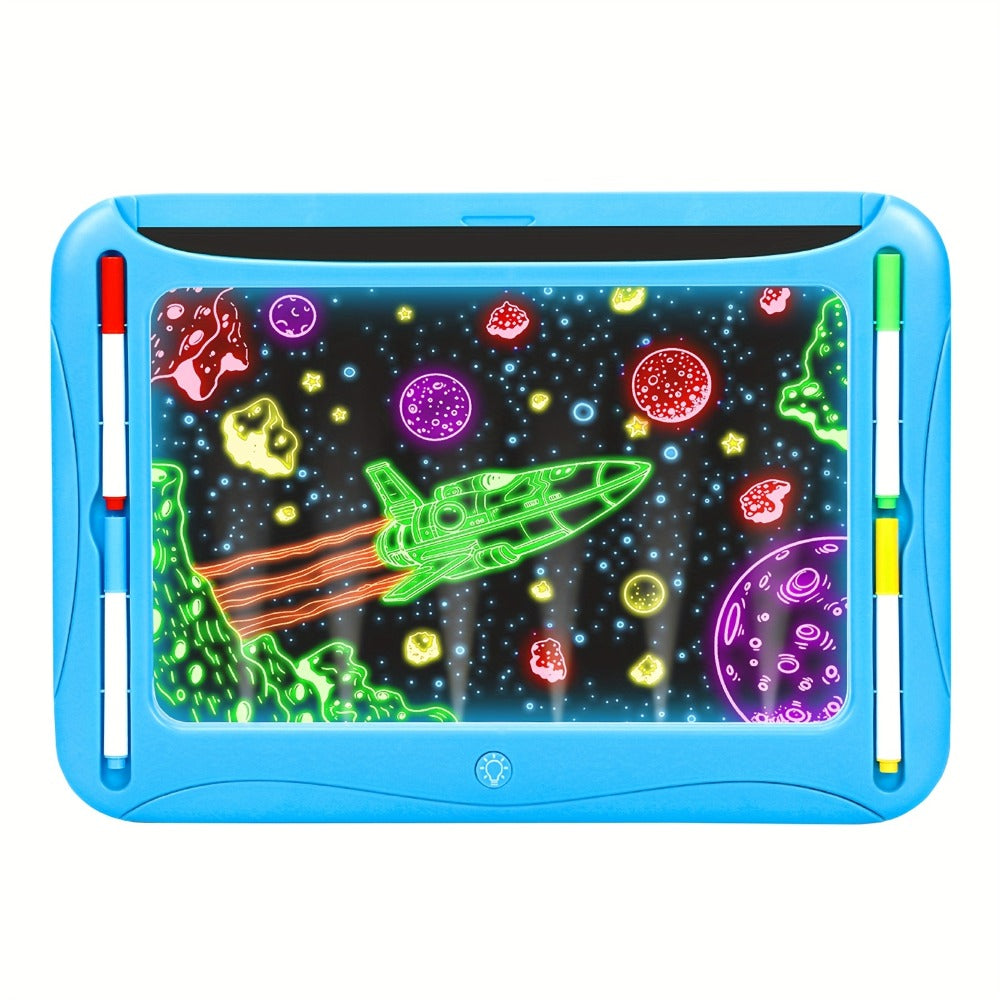 LED Light Up Drawing Board for Kids, 9 Double-Sided Tracing Cards 6 Markers Glow Doodle Travel Art Toy for Girls Boys Ages 3-