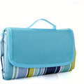 Blue Striped Picnic Blanket with Integrated Carry Flap, Top Handle and 78 x 60-Inch Pictured Size — image 1