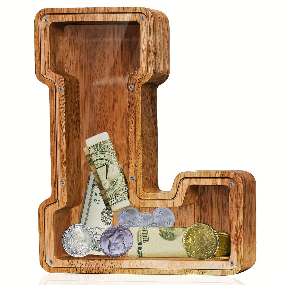 Personalized Wooden Piggy Bank for Kids – A-Z Alphabet Letter Initial Coin & Bill Savings Bank for Boys & Girls — image 20