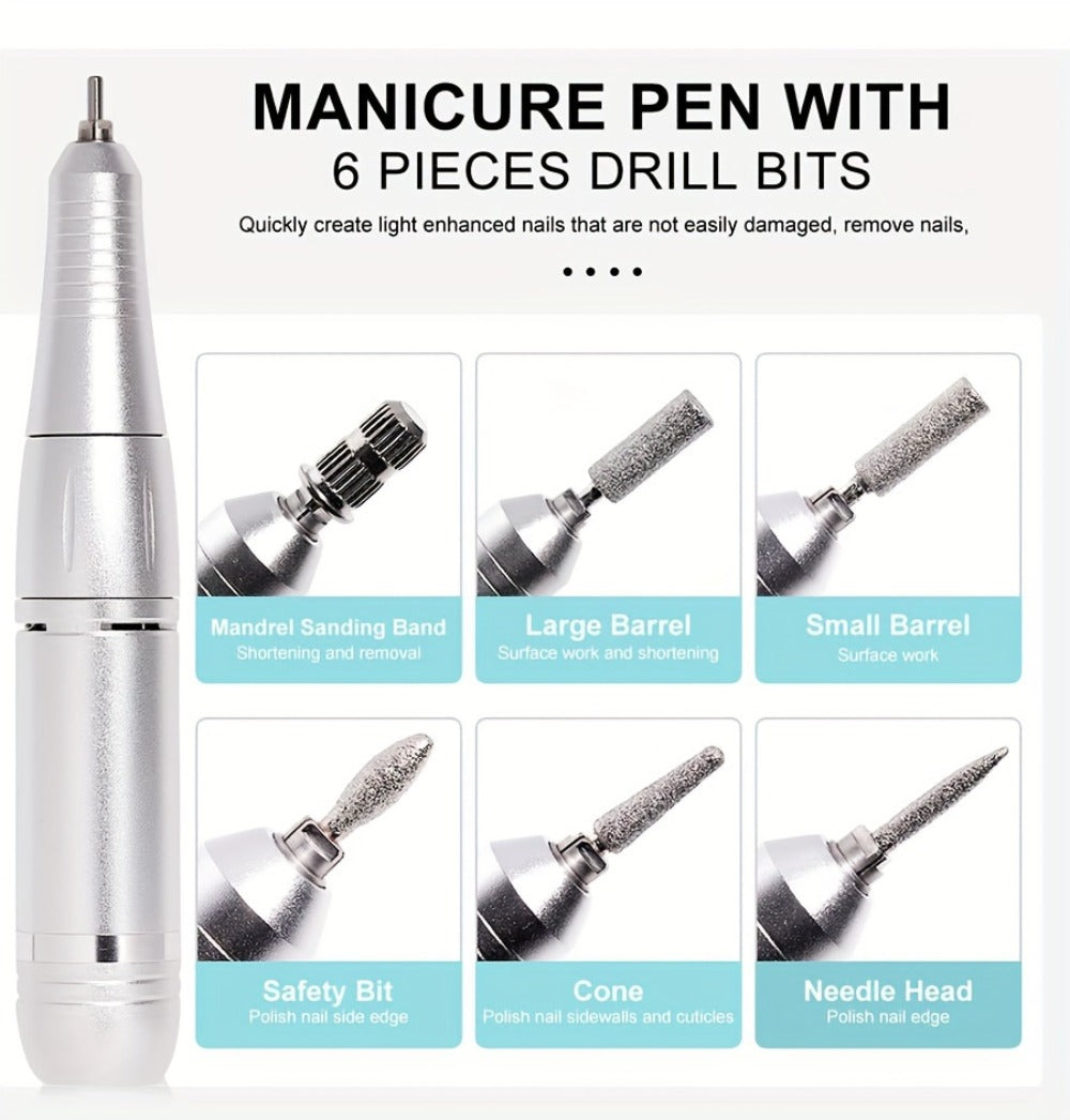 Electric Nail Drill 45000 RPM Cordless Kit with Power Display, Adjustable Speed and Three Colors — image 16