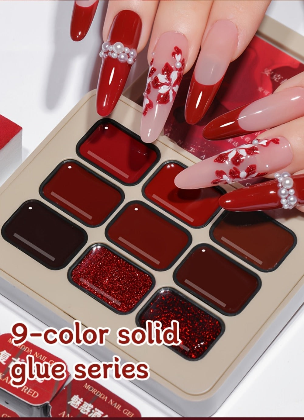 Gel Nail Polish Nine-Piece Ancola Red Solid Gel Set for Gradient and Ombre Nail Art in One Grid Case — image 15