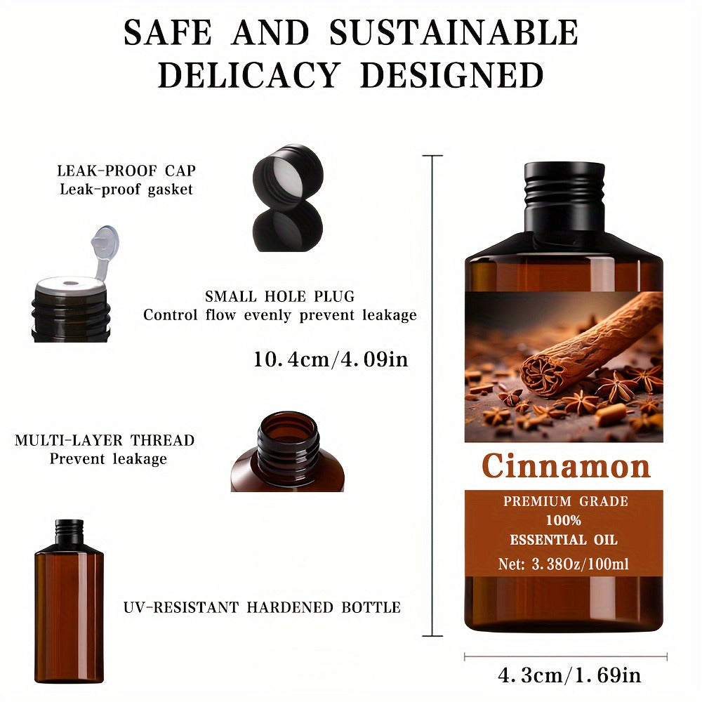 Essential Oil Cinnamon 100ml Dropper Bottle with Warm Sweet Spicy Scent for Diffuser and Massage — image 5