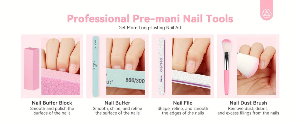 Dip Powder Nail Kit with SAVILAND Label, 60g Clear Powder, Three 15ml Liquids, Files, Buffer and Brush — image 17