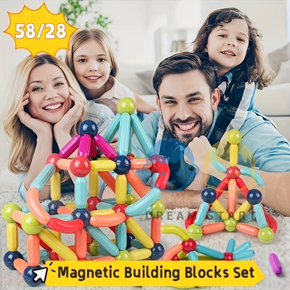 Magnetic Stick and Ball Building Set in 28-Piece or 58-Piece Multicolor Options for Pictured 3D Shapes — image 2