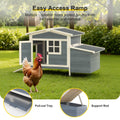 Hen House Outdoor Wooden Chicken Coop with Nesting Box Ramp Removable Tray Elevated Design Fir Wood for Garden, Patio and Yar