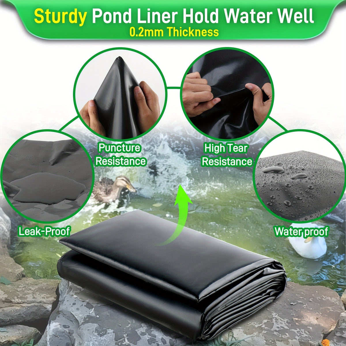 Koi Pond Liner HDPE 13x20FT – Waterproof Fish & Water Garden — image 1