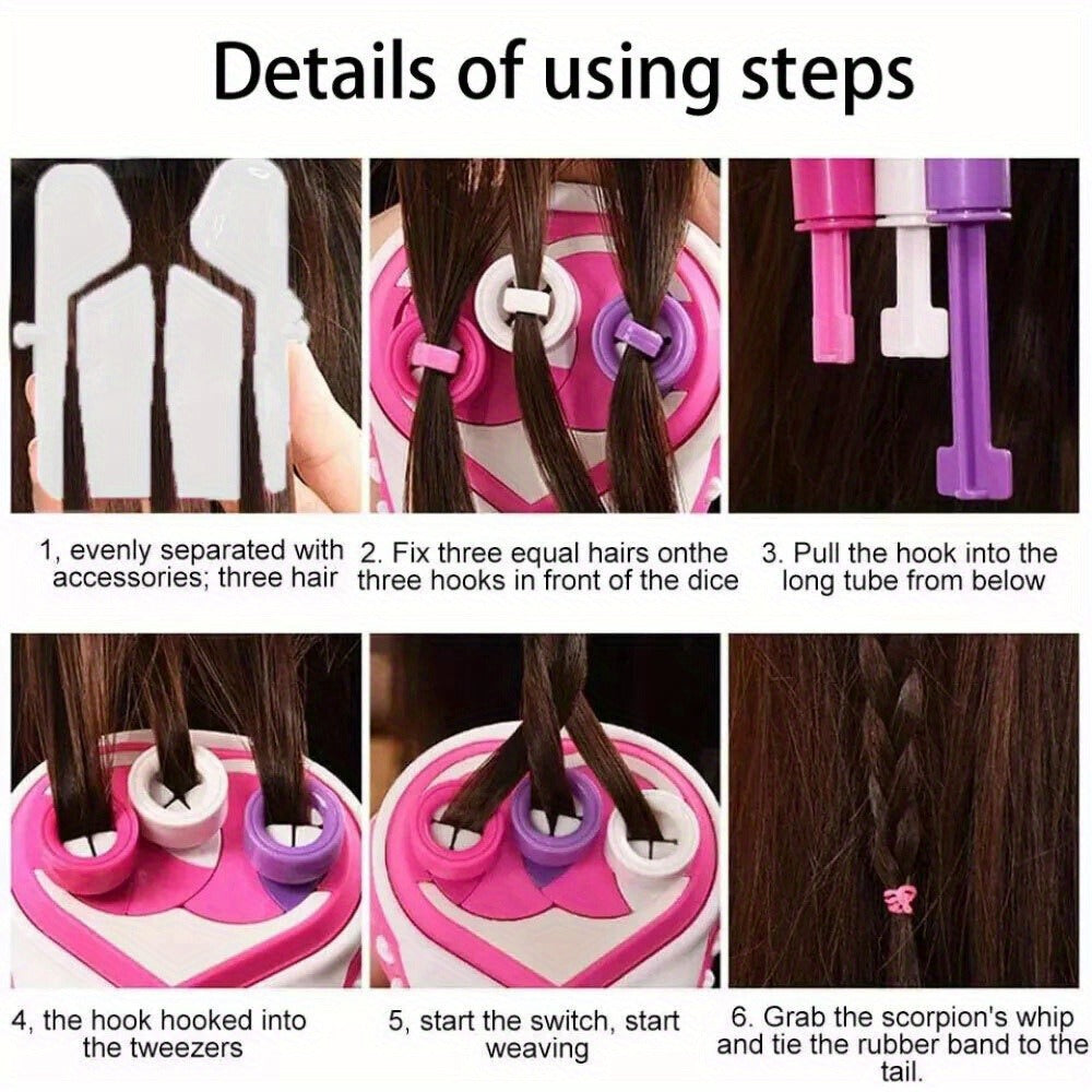 Automatic Electric Hair Braider Machine One-Touch Operation, Adjustable Speed Braid Styler with Braiding Combs & Clips — imag