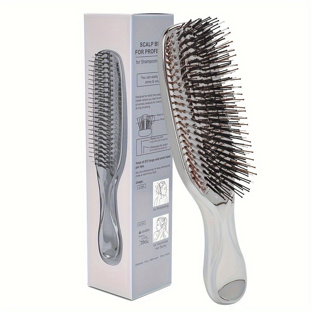 Air Cushion Comb Scalp Massage Brush Anti-Static Detangling Hair Comb Electroplated Flexible Cushion Pins Frizz Control Stimu
