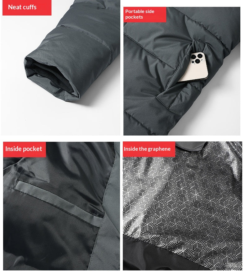 New Mens Graphene Cotton Jacket With A Detachable Hoodextra-thick And On-trend