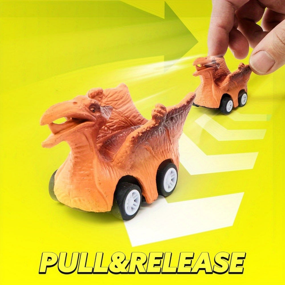 Dinosaur Truck Toy Set 13 PCS, Transport Carrier Truck with Lights & Sounds + 8 Pull-Back Cars + 3 Die-Cast Dino Vehicles + H