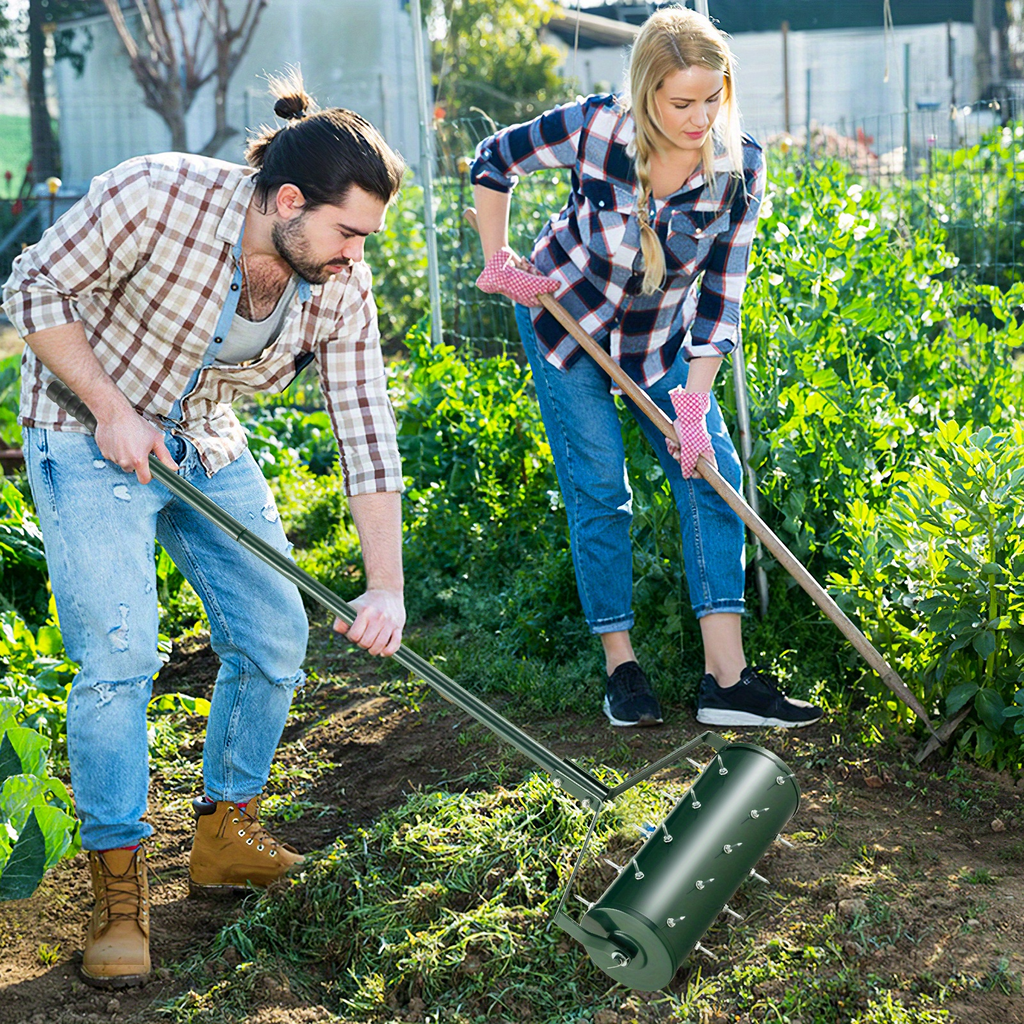 Rotary Lawn Aerator 18" Spike Drum with 27 Galvanized Steel Spikes, Fillable with Sand or Stone — image 2