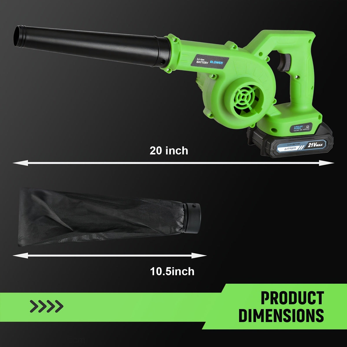 Cordless Leaf Blower, Battery Powered Lawn Yard Snow Pet Hair for Garden, Patio and Yard Use — image 7