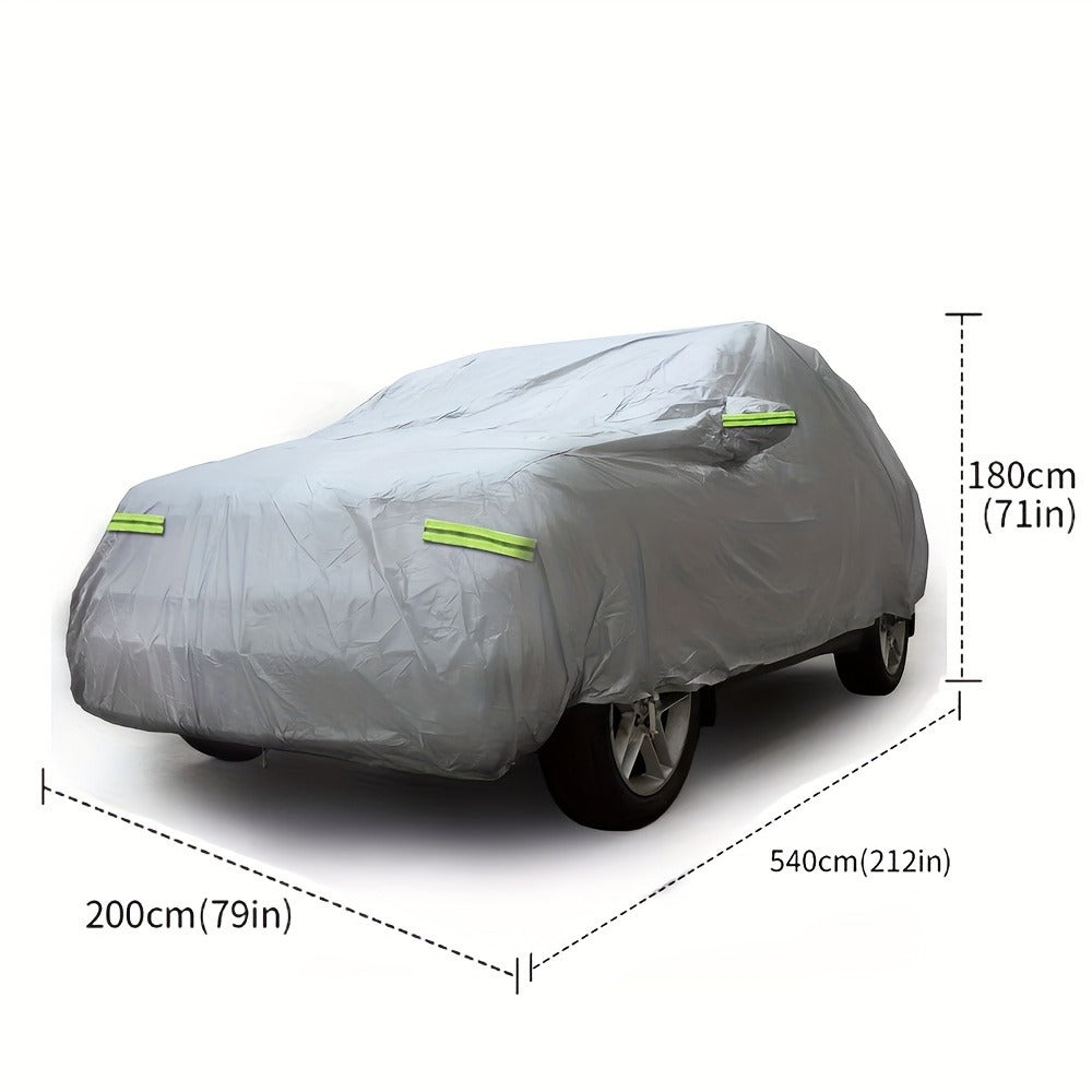 Silver XXL SUV Car Cover with Green Reflective Tabs, Elastic Hem and 540 x 200 x 180 cm Full-Body Fit — image 3