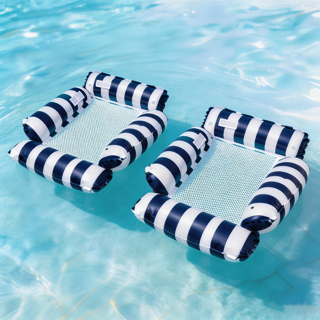 Striped Mesh Pool Float Chair Set, 110cm Size in Blue, Dark Blue, Pink or Mixed Two- and Three-Piece Options — image 1