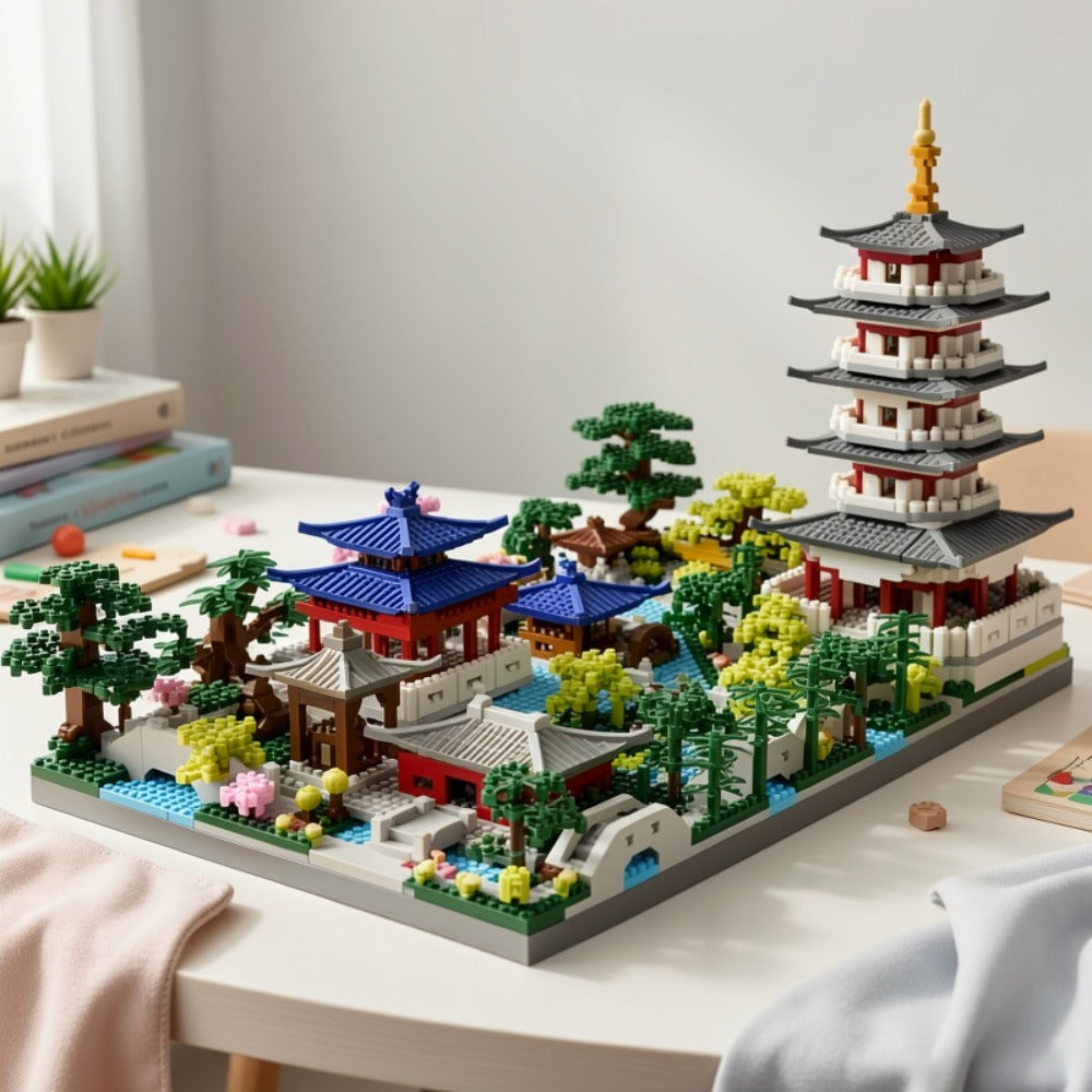 Hangzhou West Lake Building Blocks Set 3282 Pcs – Miniature Chinese Architecture Model Pagoda Cherry Blossom Collectible Land