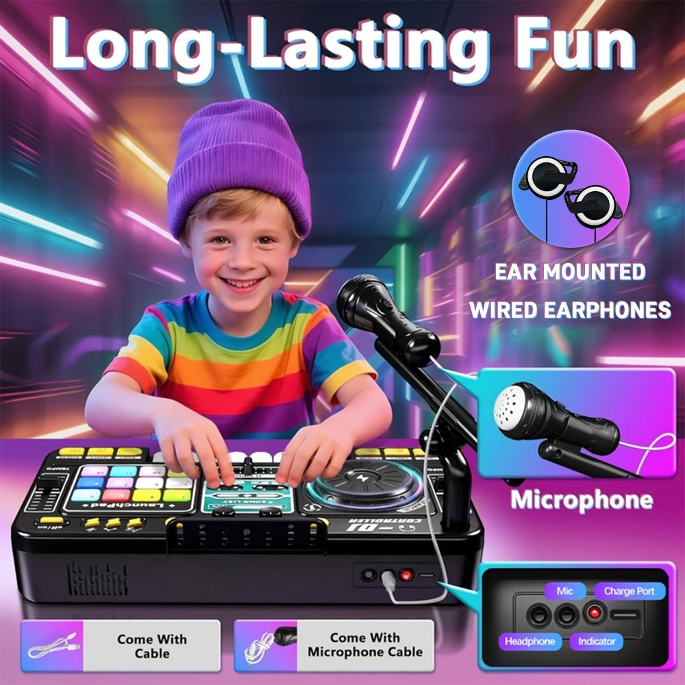 Kids DJ Mixer Toy Set with LED Lights, Microphone & Piano Keys, 100+ Sound Effects, Disco Mode, Rechargeable — image 6