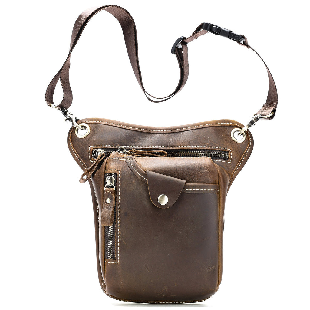 Men's Denim Leather Leg Bag Outdoor Sports