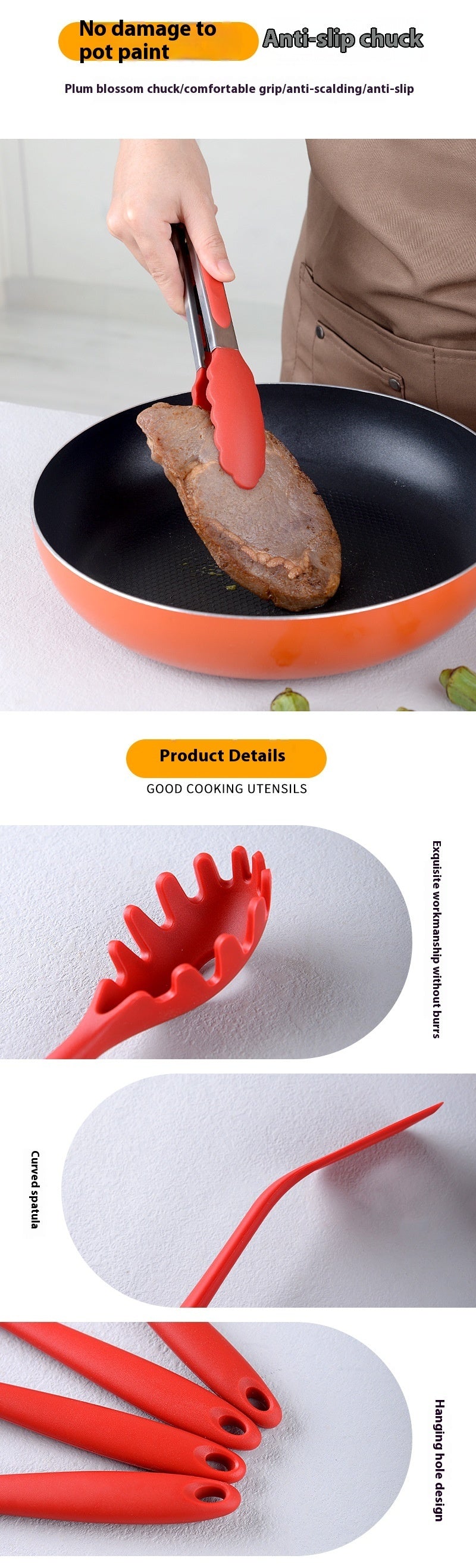 10-piece Silicone Kitchenware Non-stick Cooking Spatula Set