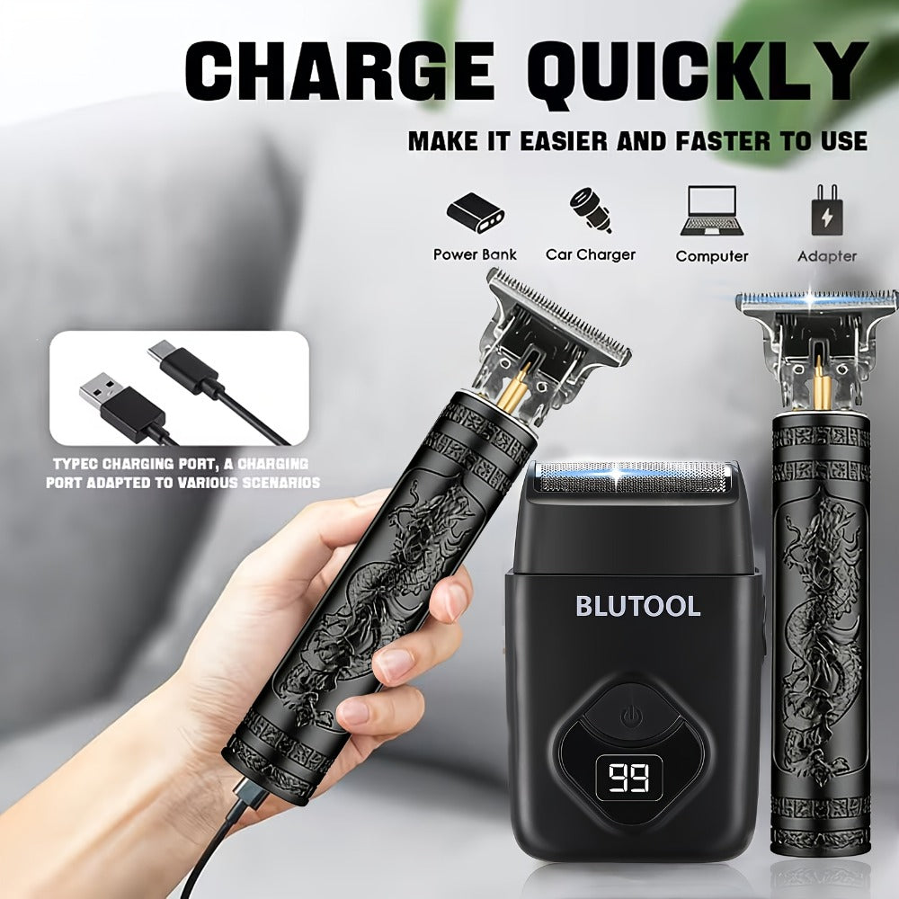 Multi-Piece Hair Clipper Kit for Men – USB Rechargeable Cordless Electric Trimmer Set, 2-Piece & 4-Piece Home Travel Barber T