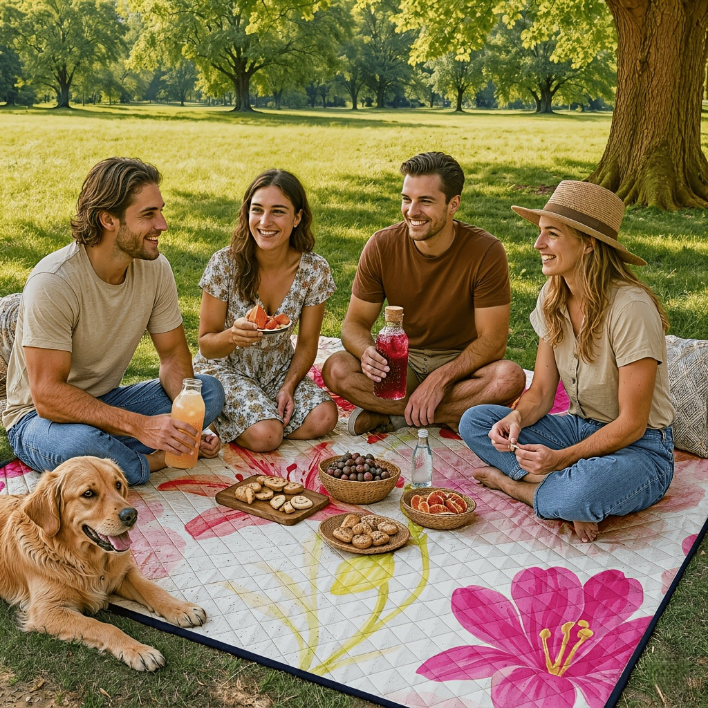Large Padded Picnic Blanket with Roll-Up Carry Straps and Five Evidence-Bound Pattern Options — image 6