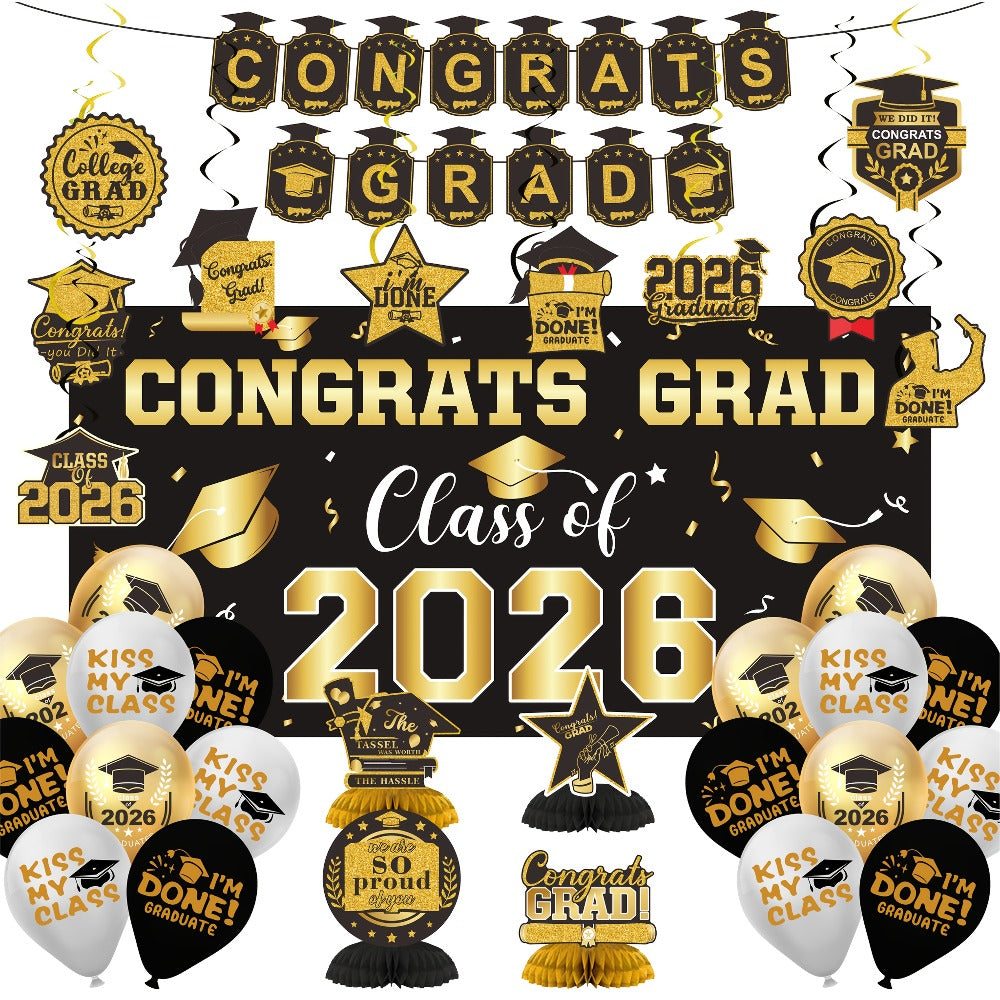 Class of 2026 Graduation Decoration Set with Letter Banner, Hanging Pieces and Six Color Options — image 13